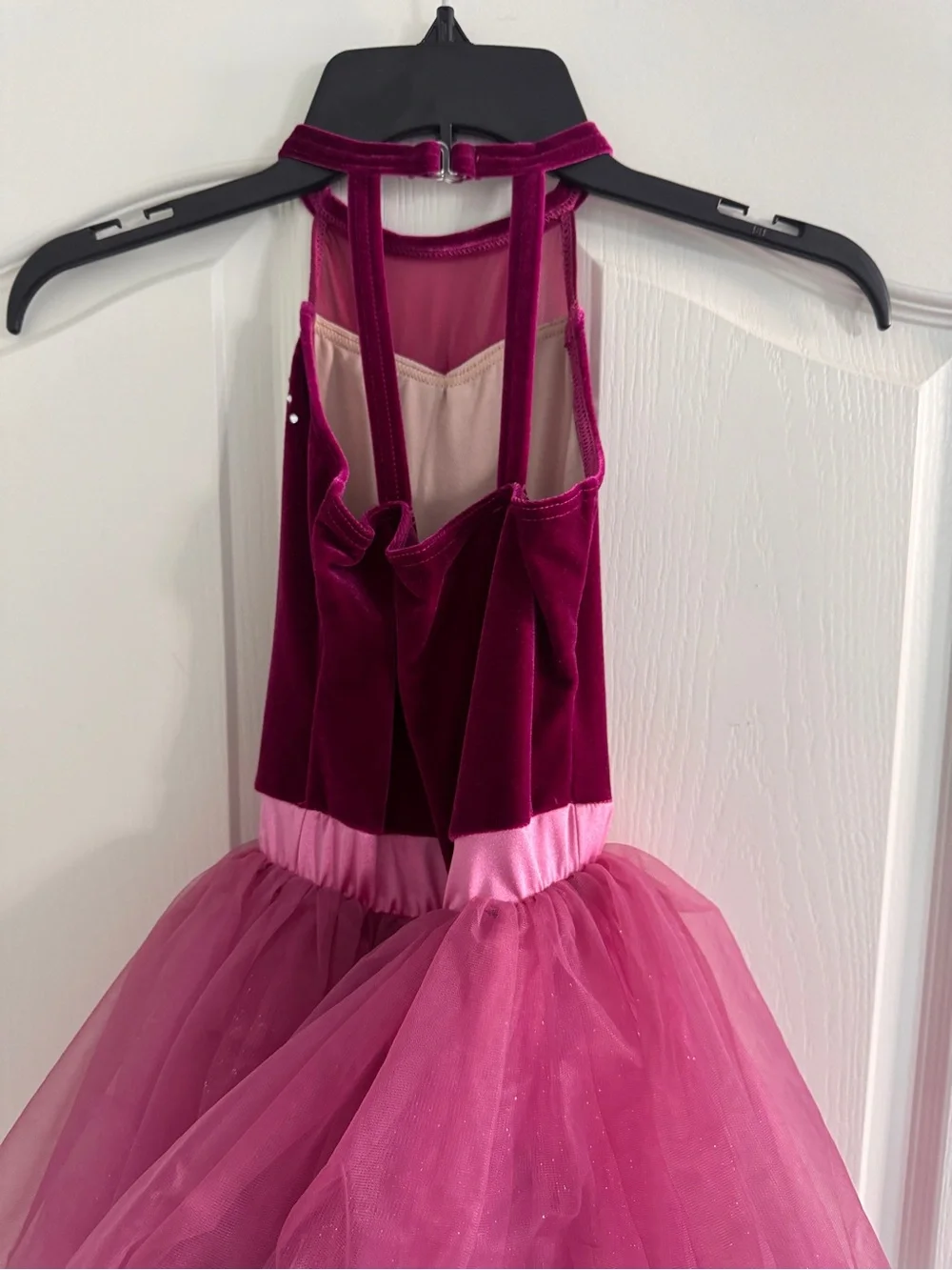 Girls Fuchsia Pink Tulle Party & Costume Dress with Rhinestone Belt